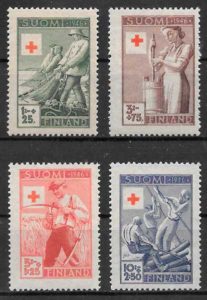 filatelia cruz roja Finlandia 1946