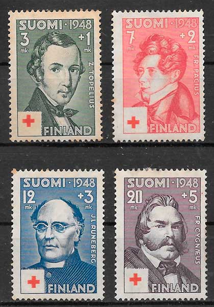 filatelia cruz roja Finlandia 1948