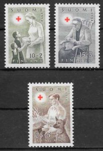 filatelia cruz roja Finlandia 1954