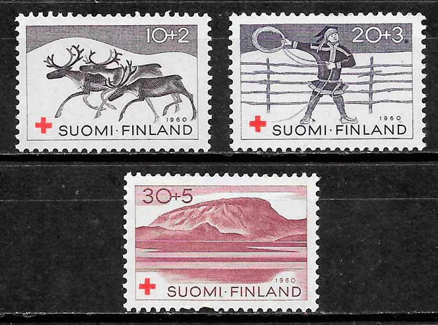 filatelia cruz roja Finlandia 1960