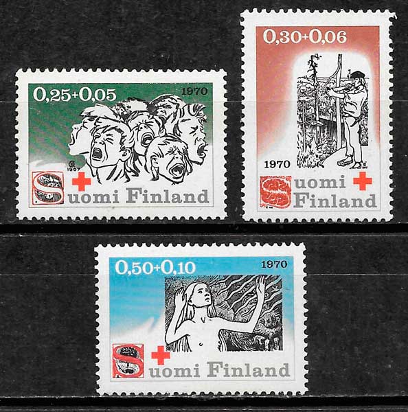sellos cruz roja Finlandia 1970