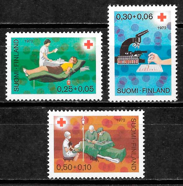sellos cruz roja Finlandia 1972