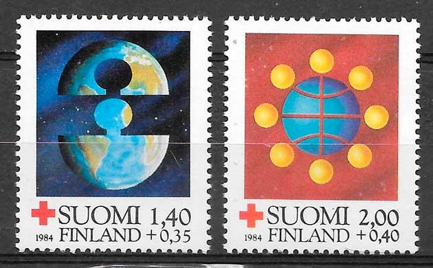 sellos cruz roja Finlandia 1984