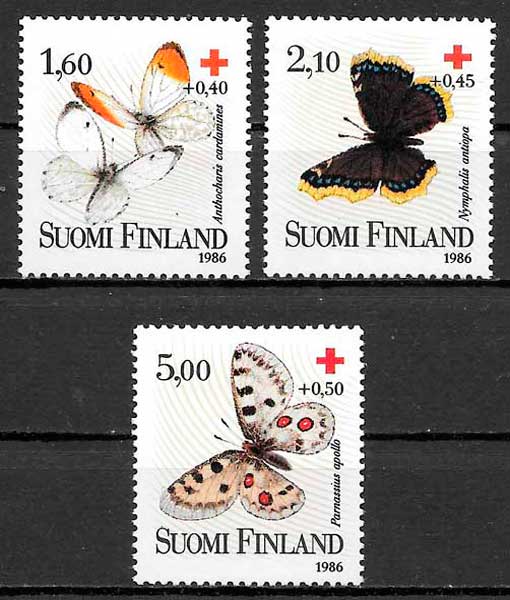 coleccion sellos cruz roja Finlandia 1986
