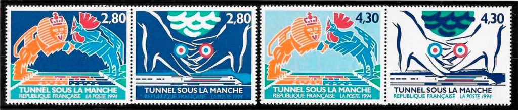 coleccion sellos trenes Francia 1994