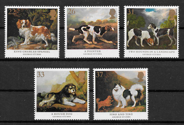 sellos perros Gran Bretana 1991