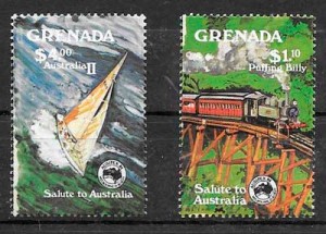 sellos colección trenes Grenada 1984