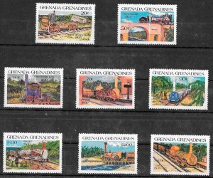 sellos colección trenes Grenada Granadina 1984