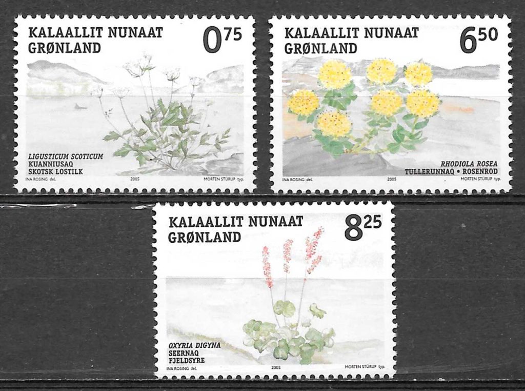 filatelia coleccion flora Groenlandia 2005