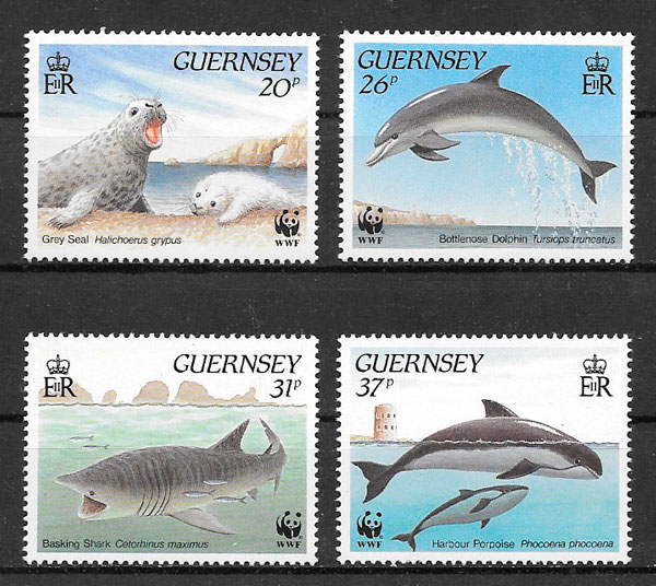 filatelia colección wwf Guernsey 1990