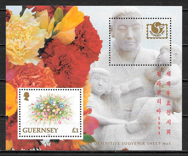 filatelia colección flora Guernsey 1994