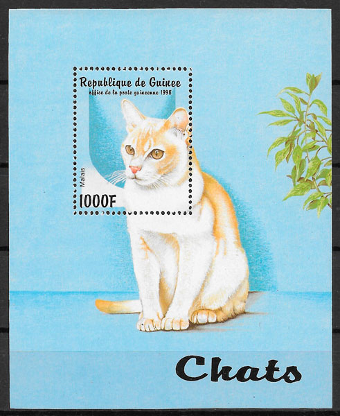 sellos gatos Guinea 1998