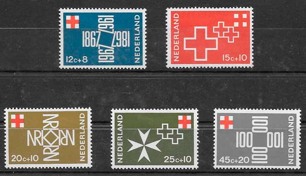 sellos cruz roja Holanda 1967