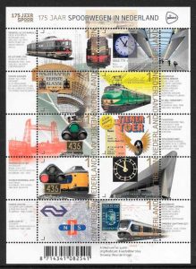 filatelia colección trenes Holanda 2014