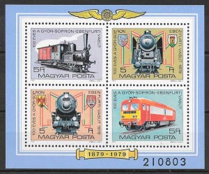 colección sellos trenes Hungría 1979