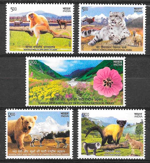 coleccion sellos parques nacionales India 2020