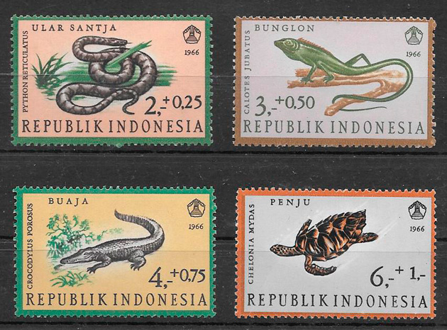 sellos fauna Indonesia 1966