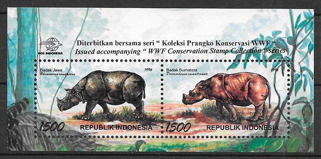 filatelia colección fauna wwf Indonesia 1996