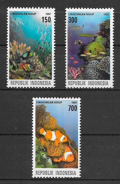 colección sellos fauna Indonesia 1997
