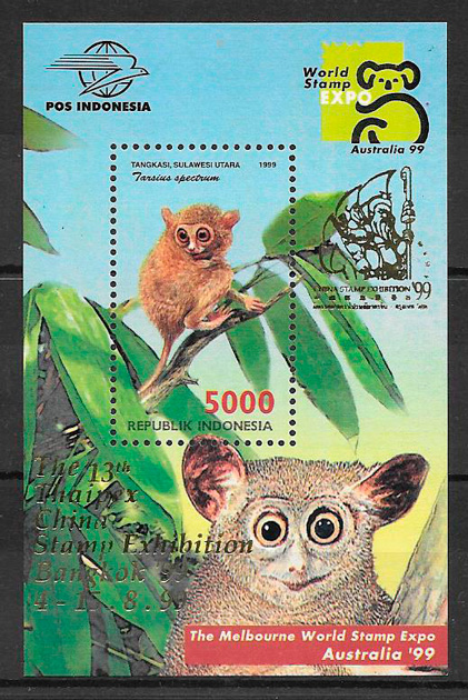 filatelia colección fauna Indonesia 1999