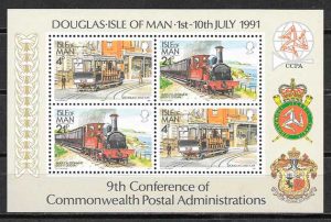 colección sellos trenes Isla Man 1991