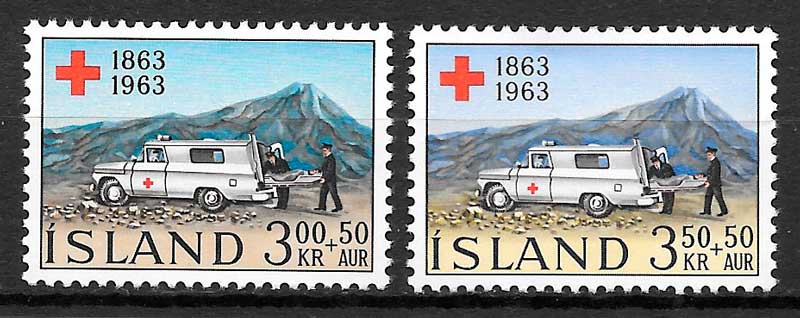 coleccion sellos cruz roja Islandia 1963