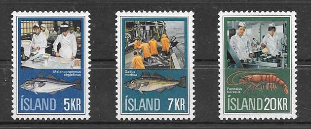 Estampillas pesca Islandia 1971