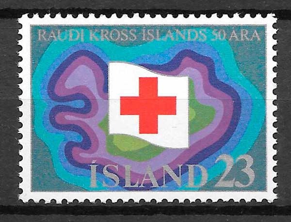 filatelia cruz roja Islandia 1975