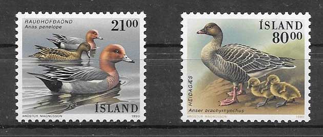 Sellos filatelia Fauna Islandia 1990