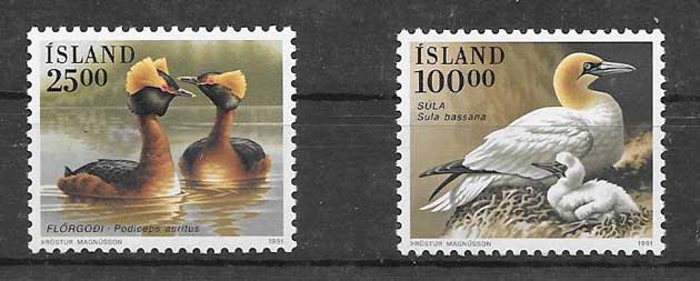 Sellos filatelia fauna de Islandia 1991