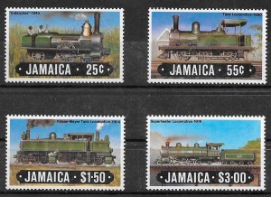 sellos colección trenes Jamaica 1984