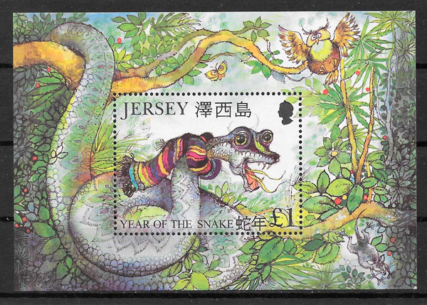 coleccion sellos ano lunar Jersey 2001