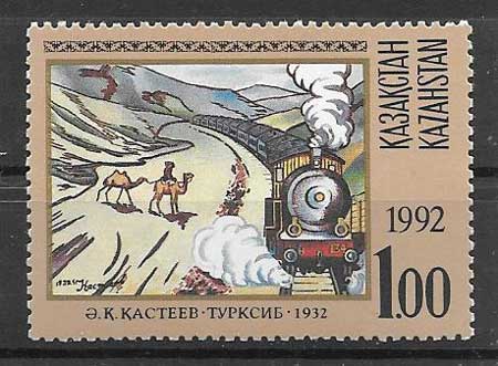 sellos trenes  Kazastan 1992