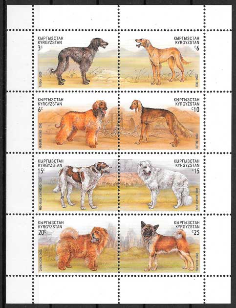 filatelia coleccion perros Kirgikistan 2000