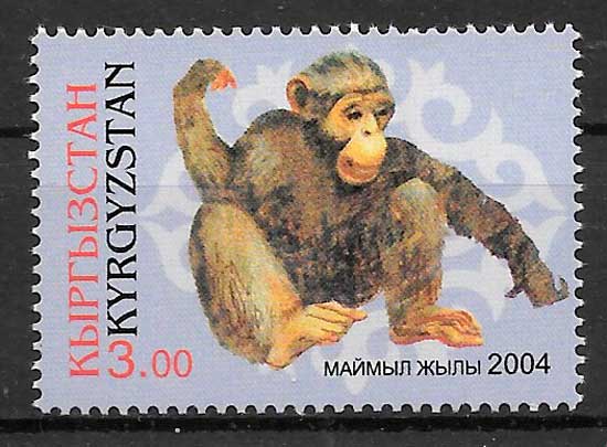sellos ano lunar Kirgikistan 2004