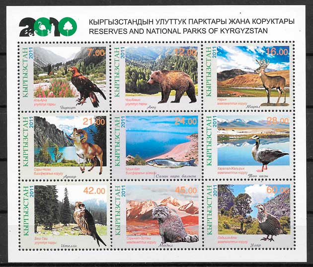 coleccion sellos parques naturales Kirgikistan 2011