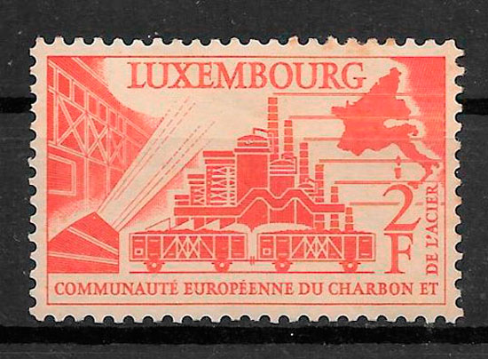 sellos trenes Luxemburgo 1956 