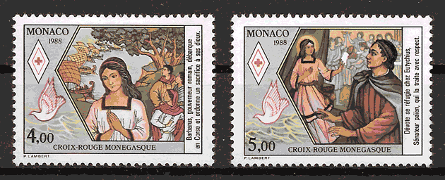 filatelia cruz roja Monaco 1988