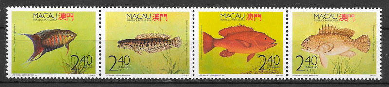 filatelia colección fauna Macao 1990