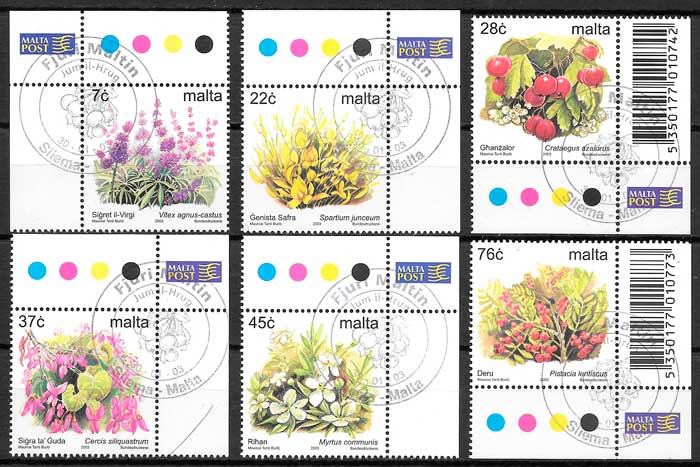 coleccion sellos flora Malta 2003