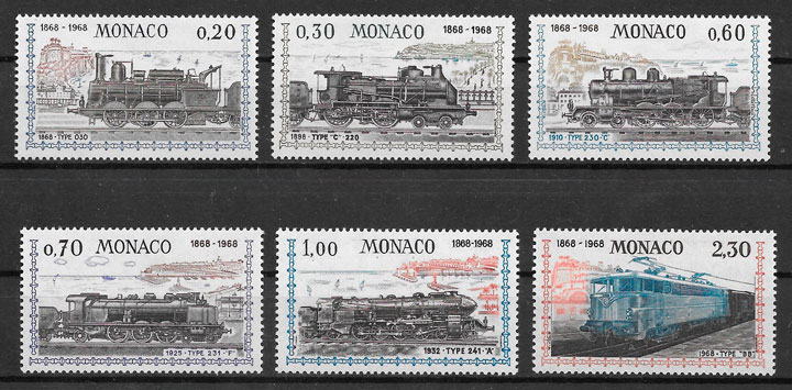 sellos trenes Monaco 1968