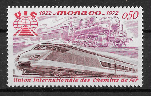 sellos Monaco 1971 trenes
