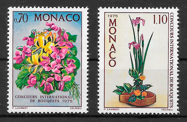 sellos flores Monaco 1974