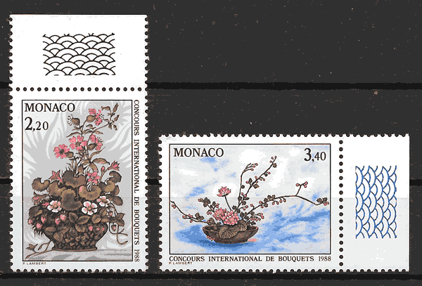 sellos flores Monaco 1987