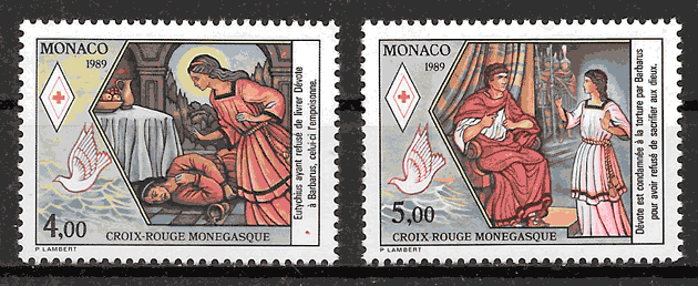 filatelia coleccion cruz roja Monaco 1989