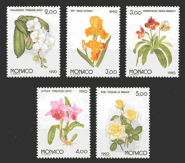 sellos coleccion flores Monaco 1990