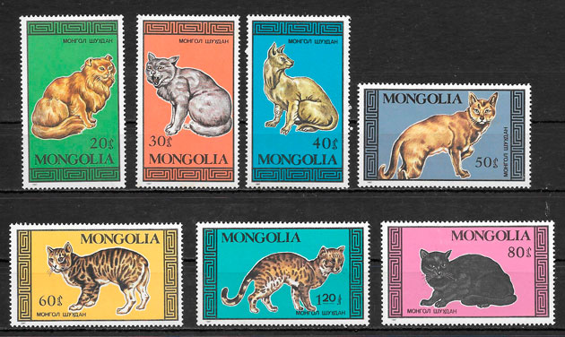 filatelia gatos Mongolia 1987