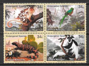 filatelia fauna Naciones Unidas New York 2001