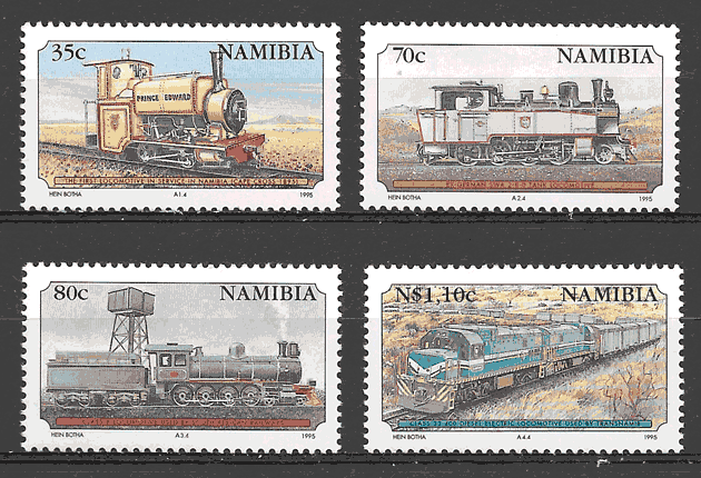 filatelia colección trenes Namibia 1995