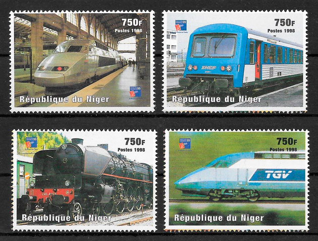 colección sellos trenes Niger 1998